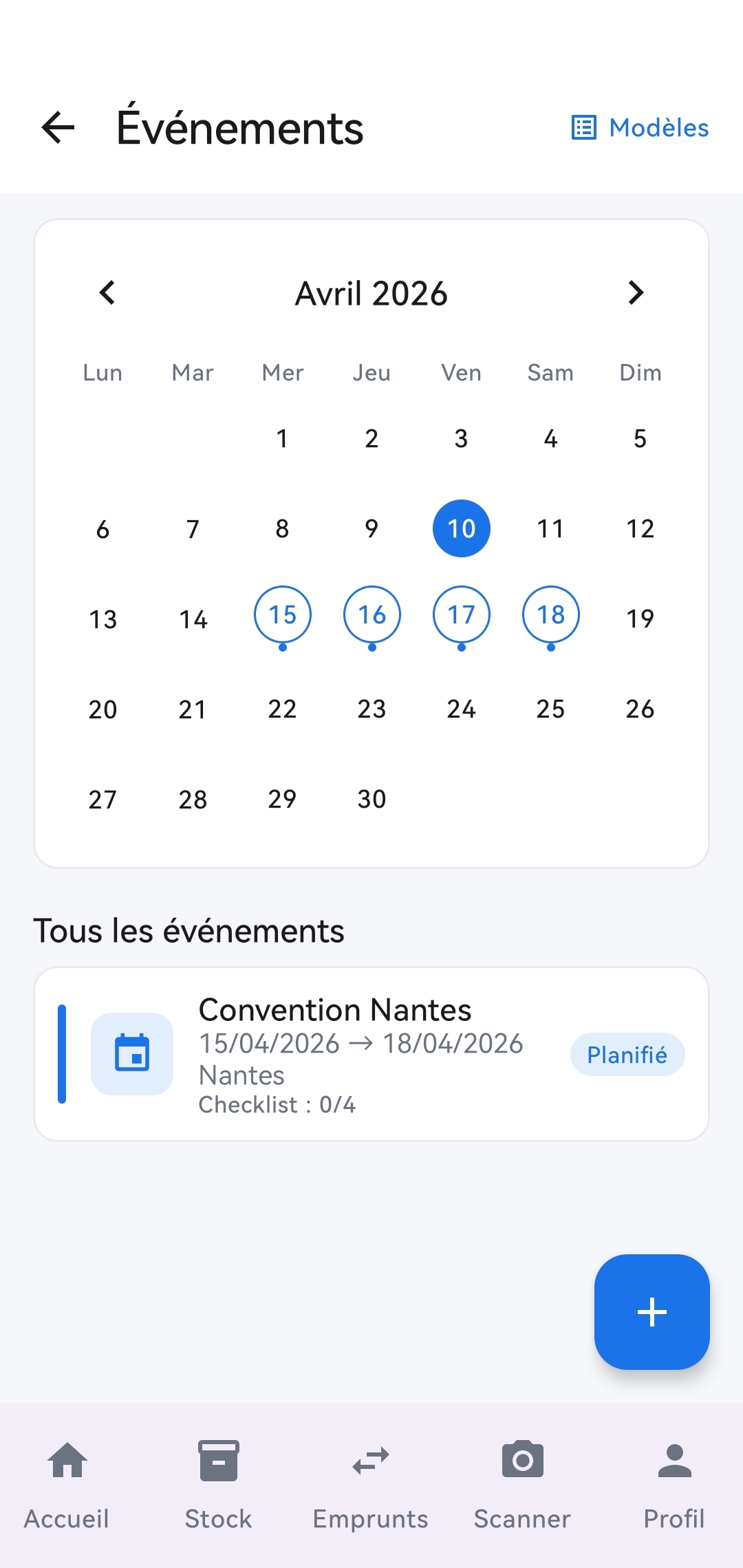 Gestion d'événement