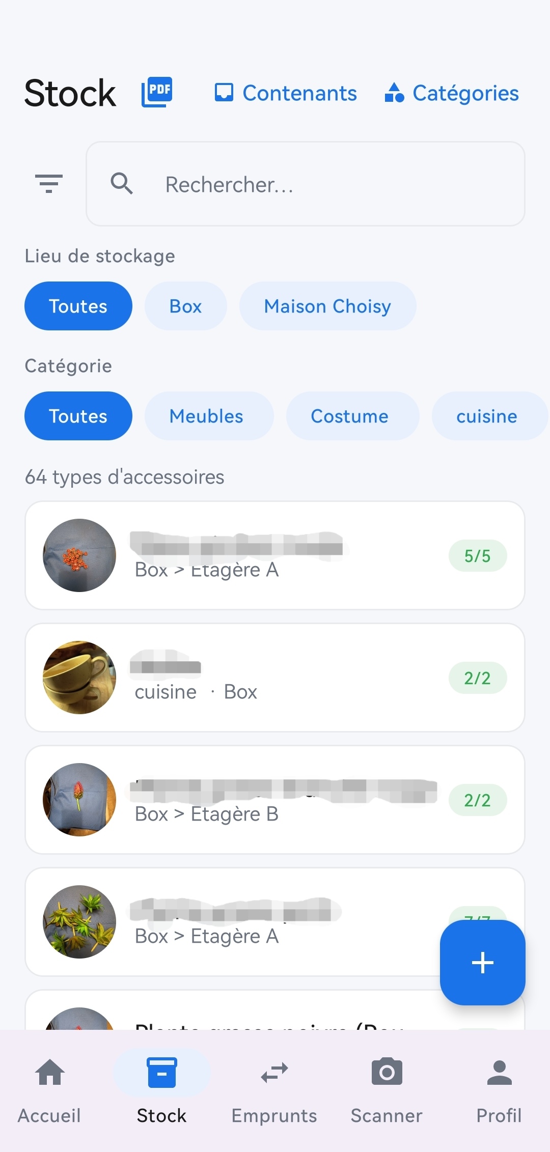 Liste des accessoires